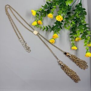 Gold Bolo Style Tassel Long Vintage Necklace